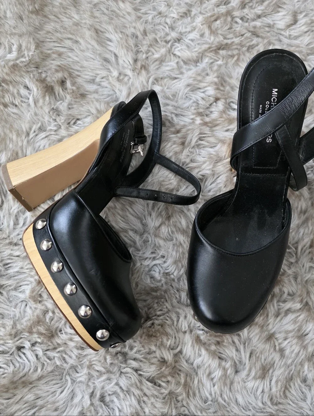 Michael Kors‎ Collection Black Platform Clog Gail Runway Sandals Size 36.5